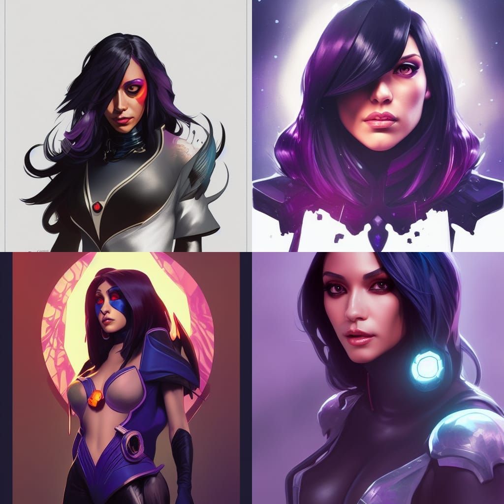 Raven Portrait in Hyperdetailed Art Nouveau Style