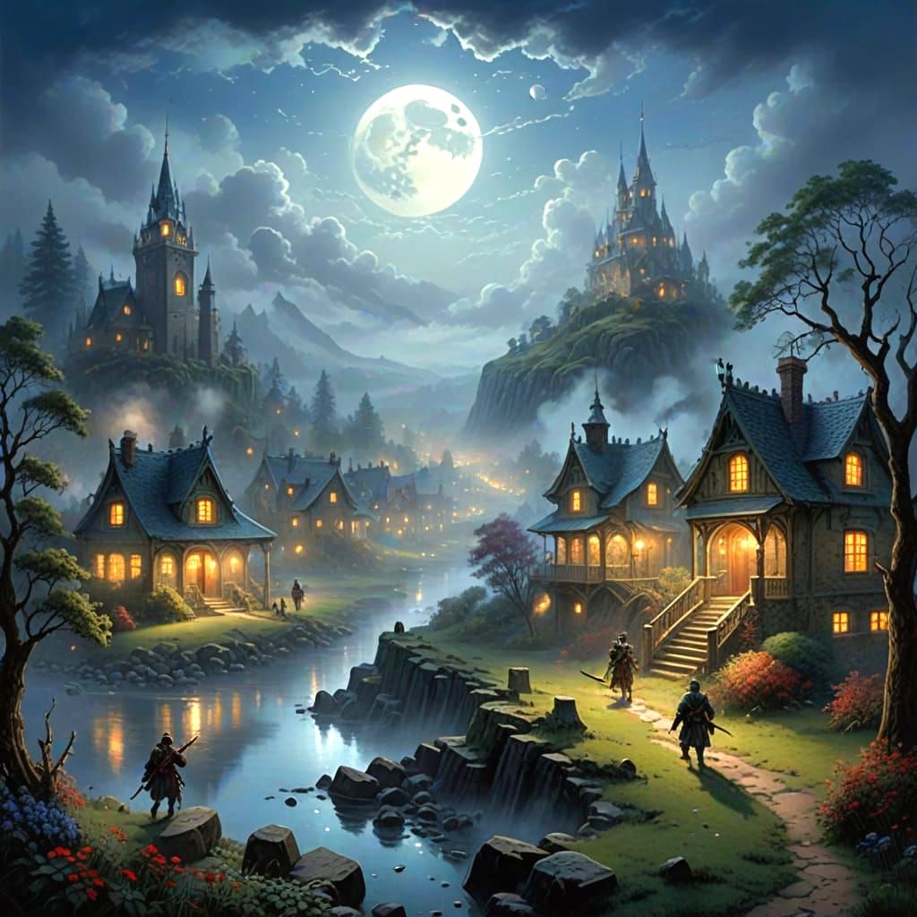 Moonlit Battlefield: Undead Rise in Ethereal Fantasy