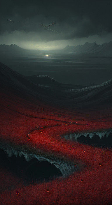 Surreal Ladybug Invasion in Vibrant Digital Art