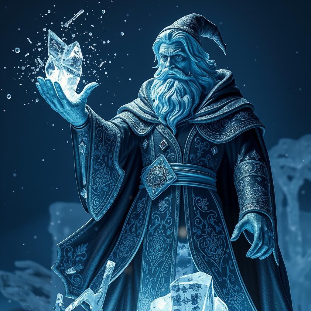 Ice Wizard Sculpture Casting Frost Spell