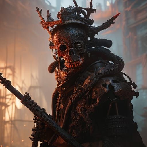 Decaying Demon Cowboy in Dark Gothic Style