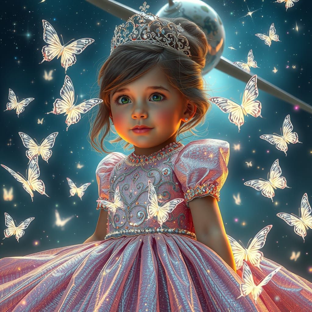 Princess in Dislocation Dress with Butterflies