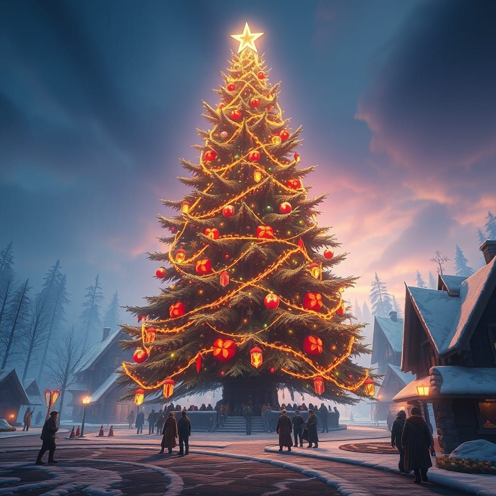 Vibrant Christmas Village in Fantastical Detail