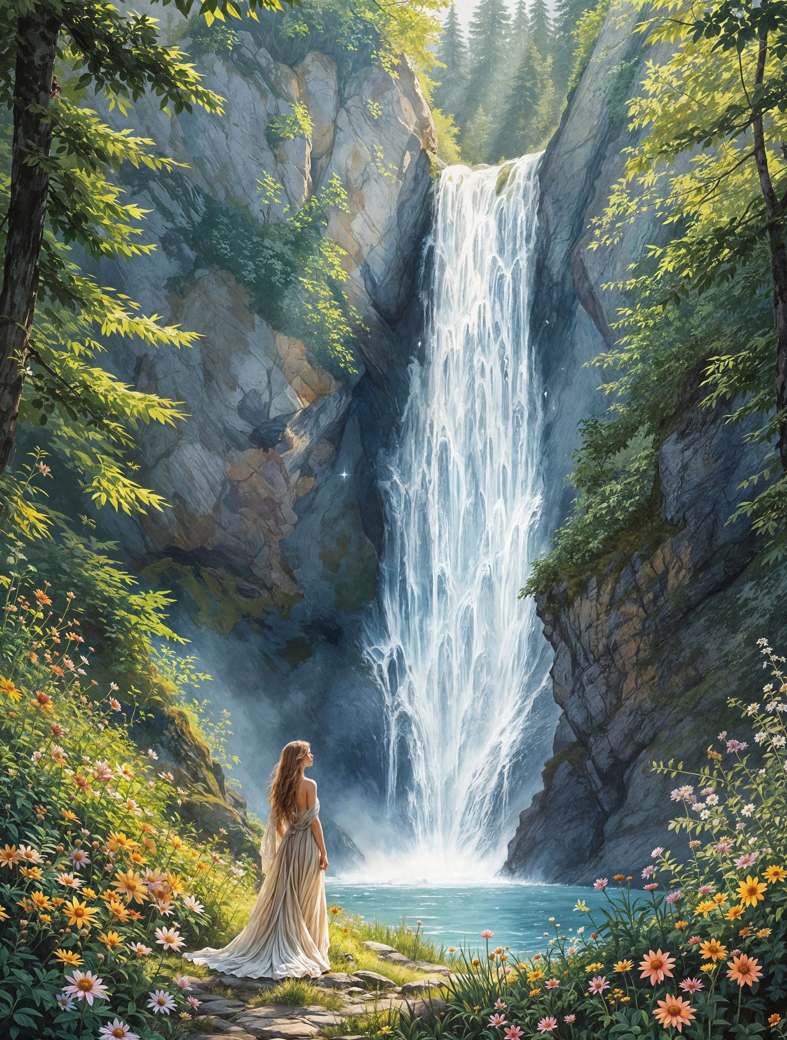 Norwegian Goddess in a Waterfall Oasis