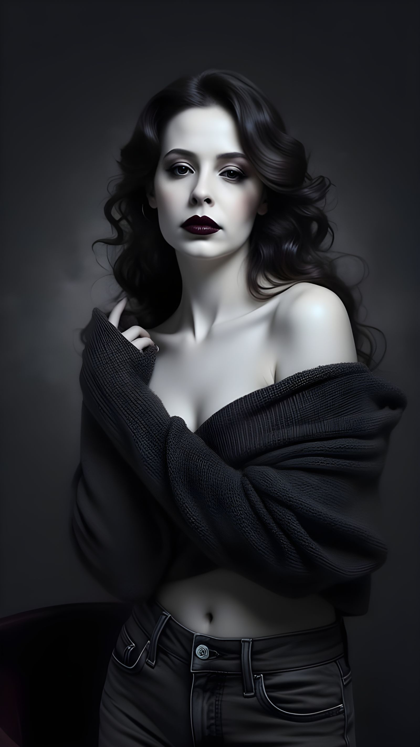 Gothic Woman Portrait in Moody Photographic Style