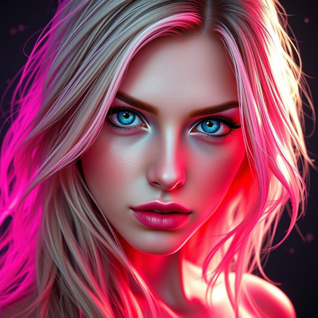 Ethereal Goddess in Vibrant Pink Hues