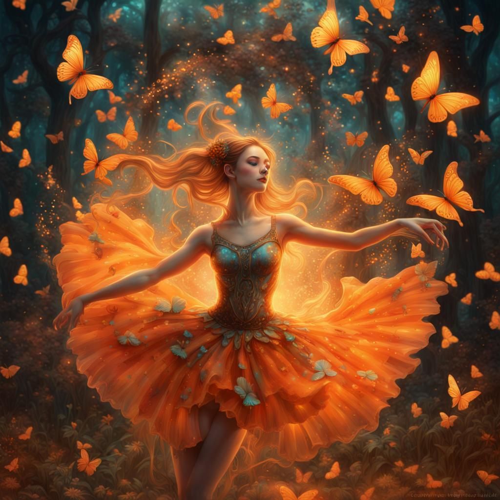 Ballerina Fairy Dancing in Fantasy Magic World