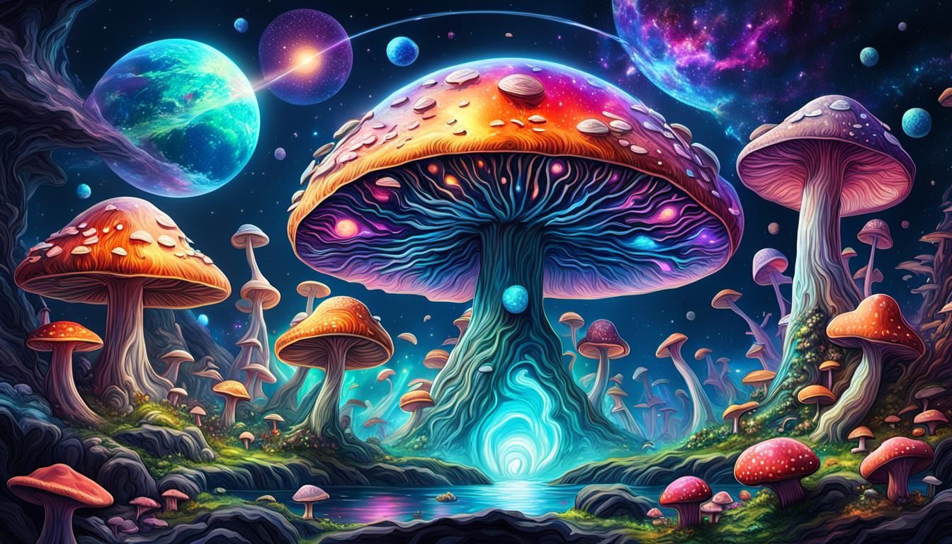 Mushroom Planet in Fantasy Astral Style