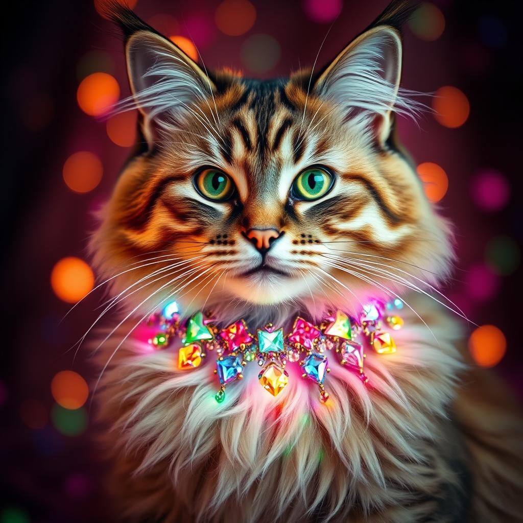 Cat with Couture Crystal Collar in Crystalcore Aesthetic