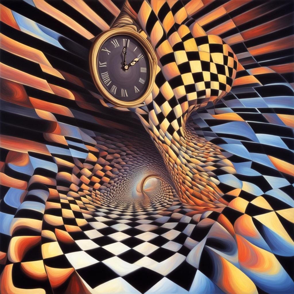 Surreal Clock in Optical Illusion, Salvador Dali Style