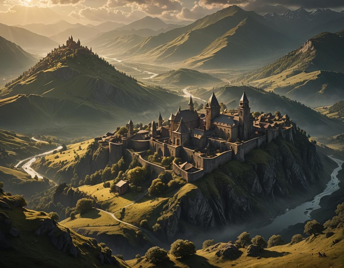 Sunlit Hills in Epic Digital Painting