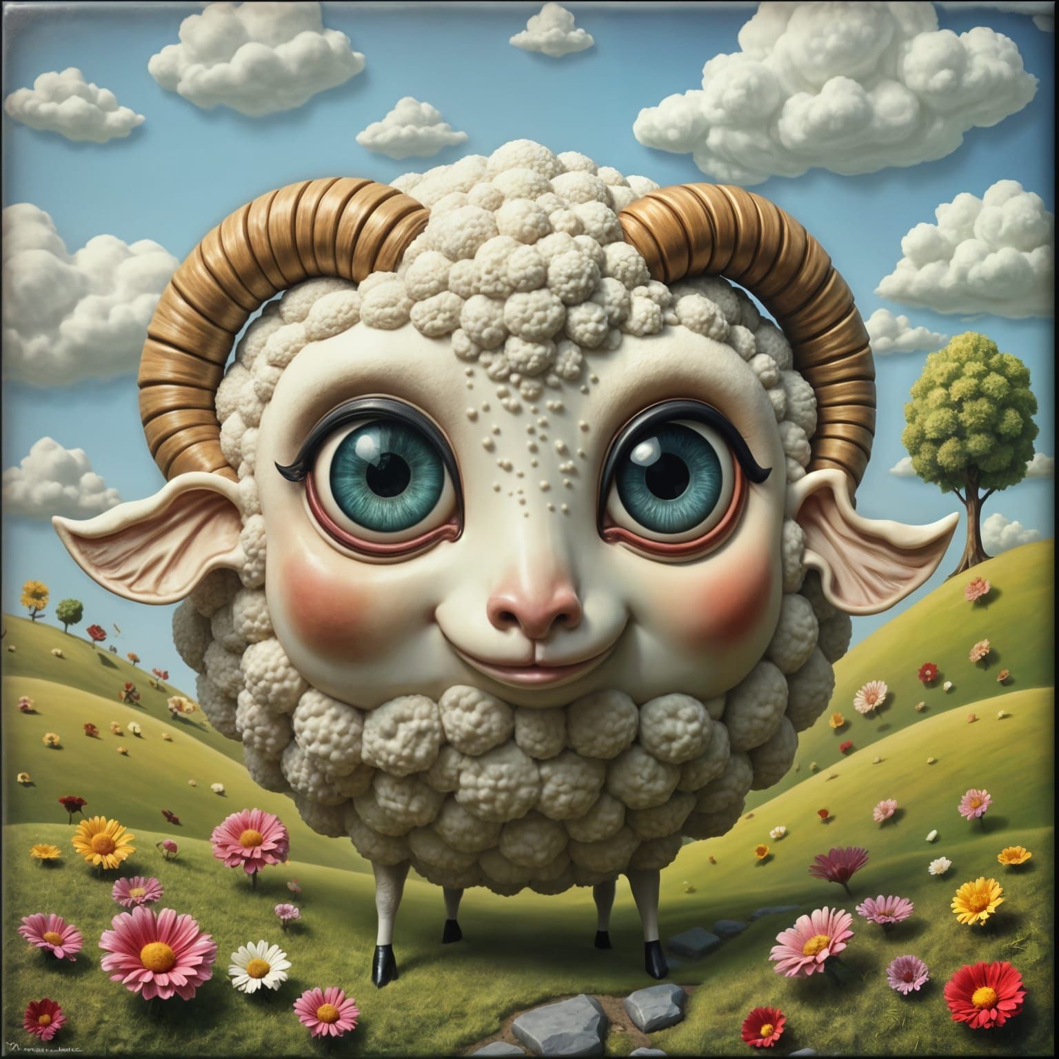Surrealist Sheep in Vibrant Colors
