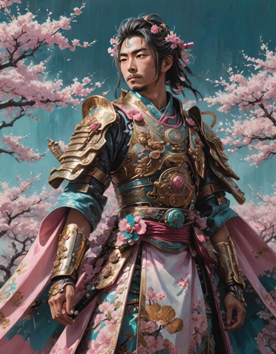 Futuristic Samurai and Geisha in Anime Style