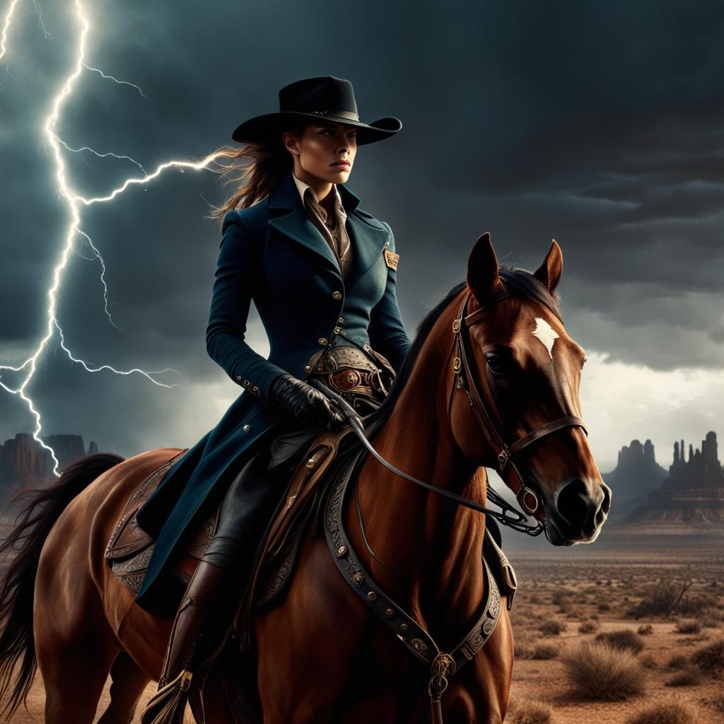 Alicia Vikander on Horseback with Gun: Digital Painting