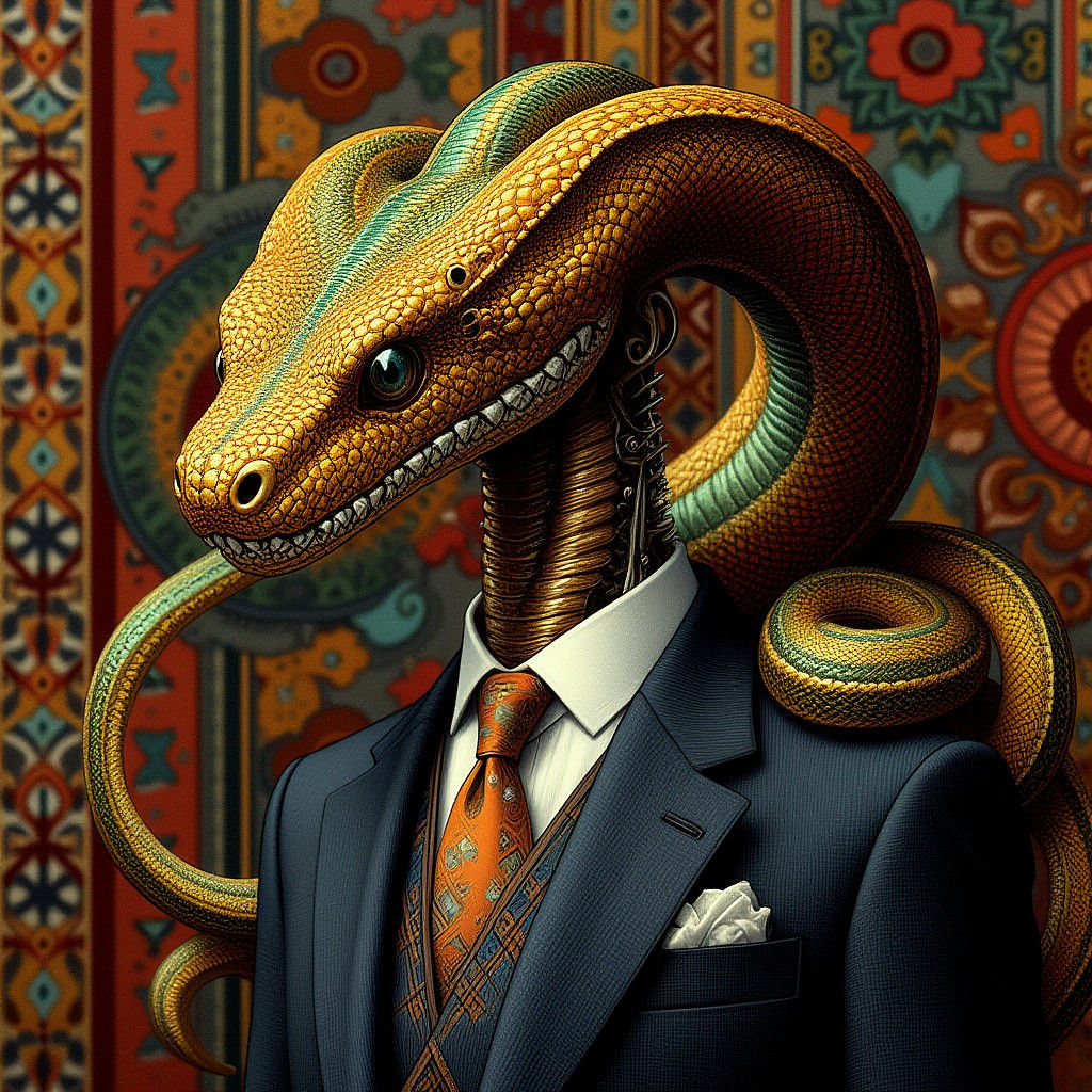 African Politician Serpent in Modern Ancient Fusion