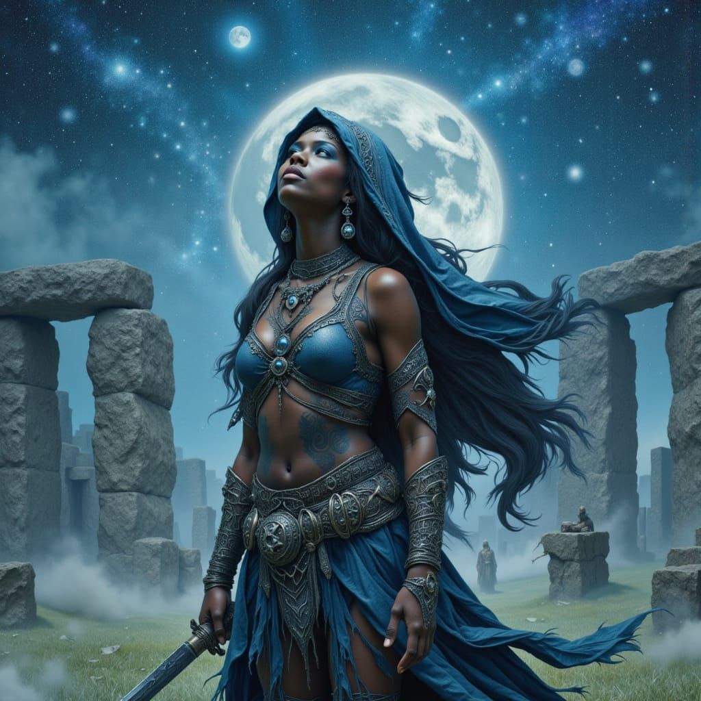 Heroic Druidess at Ancient Stonehenge