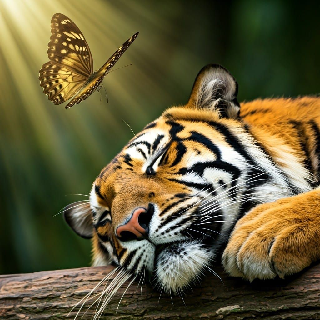 Butterfly and Tiger in Morning Light