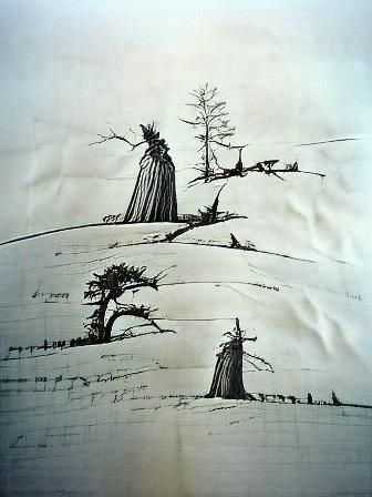 Feathered Trees: Pen and Ink Landscape Study
