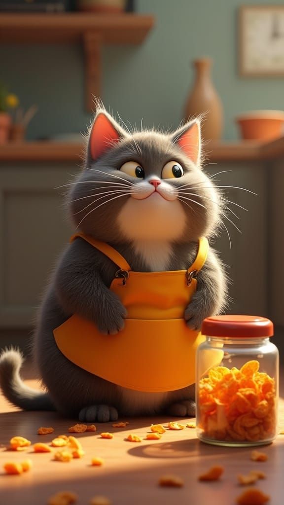 Chubby Cat Yearning for Pickle Chips: 3D Animation