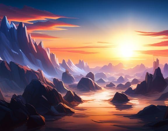 Dazzling Sunset Over City of Clouds