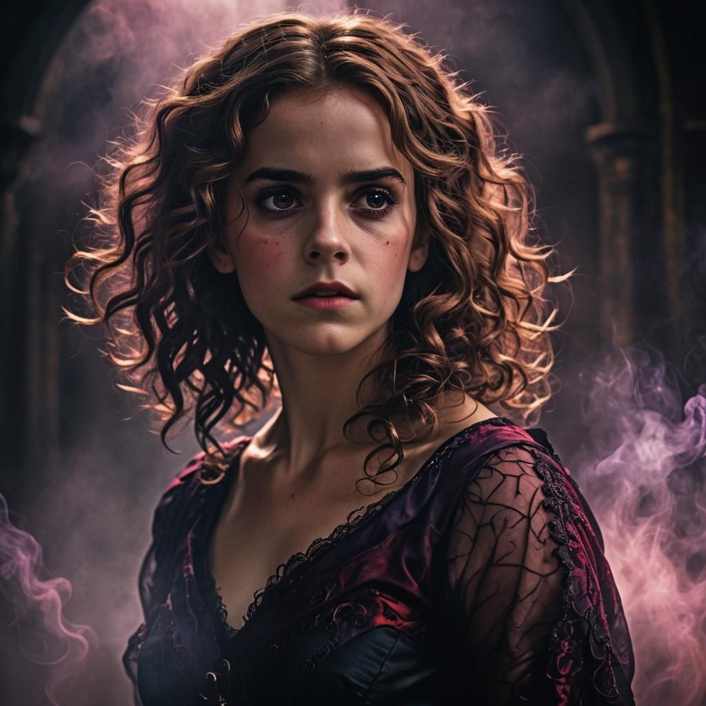 Dark Fantasy Portrait of Woman in Red and Black Dress