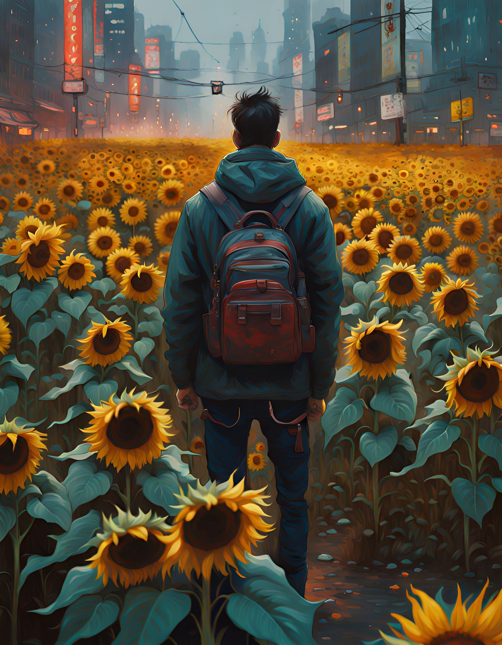 Cyberpunk Sunflowers: Hyperdetailed 8K Photography
