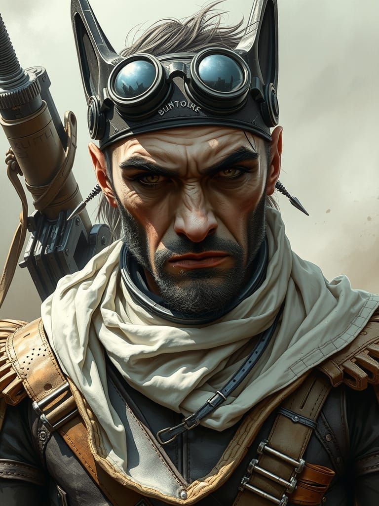 Orc Bandit Portrait in Black and White Ink