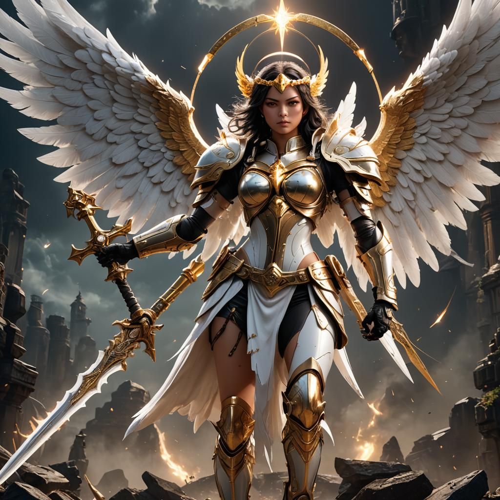 Battle Angel with Spear, Digital Matte Painting