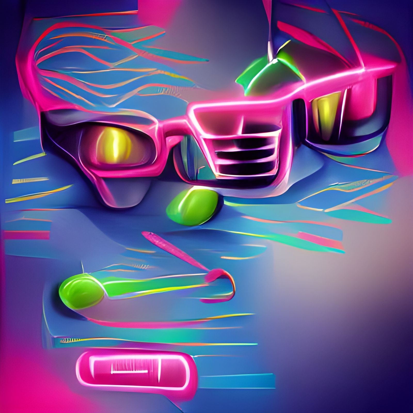 Vibrant 1980s Style Neon Digital Illustration