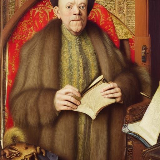 Scholarly Sloth Portrait in Old Master Oil Style