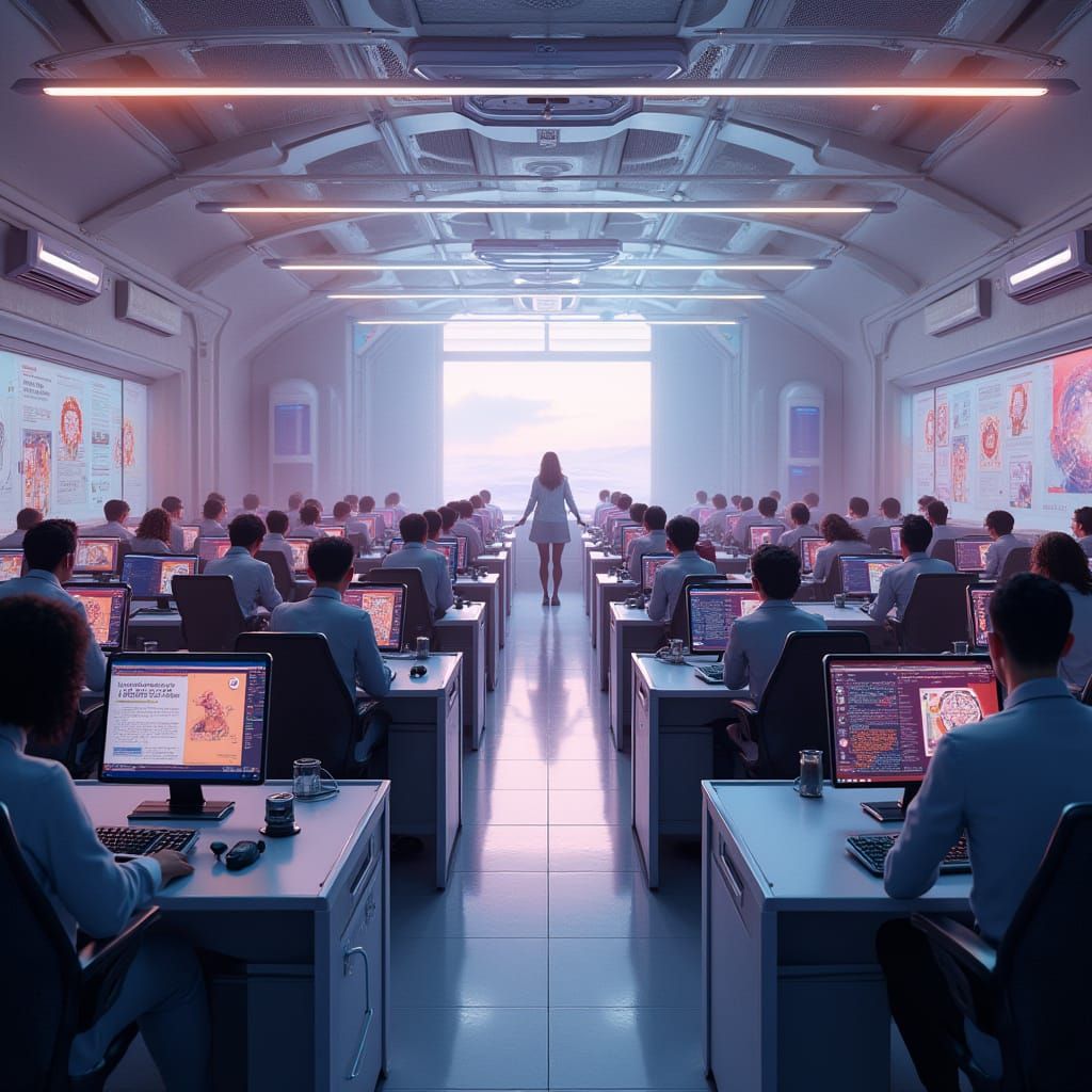 Sleek Futuristic Classroom in Cyberpunk Style