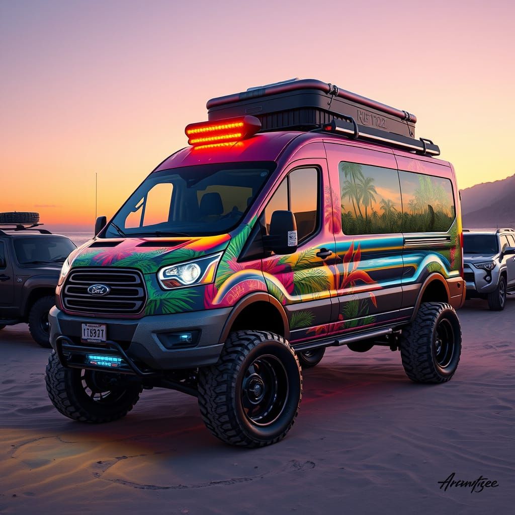 Custom Ford Transit Van with Rooftop Jacuzzi