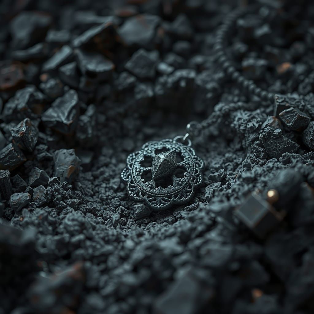 Gray Necklace in Ash Pile, Sinister Art