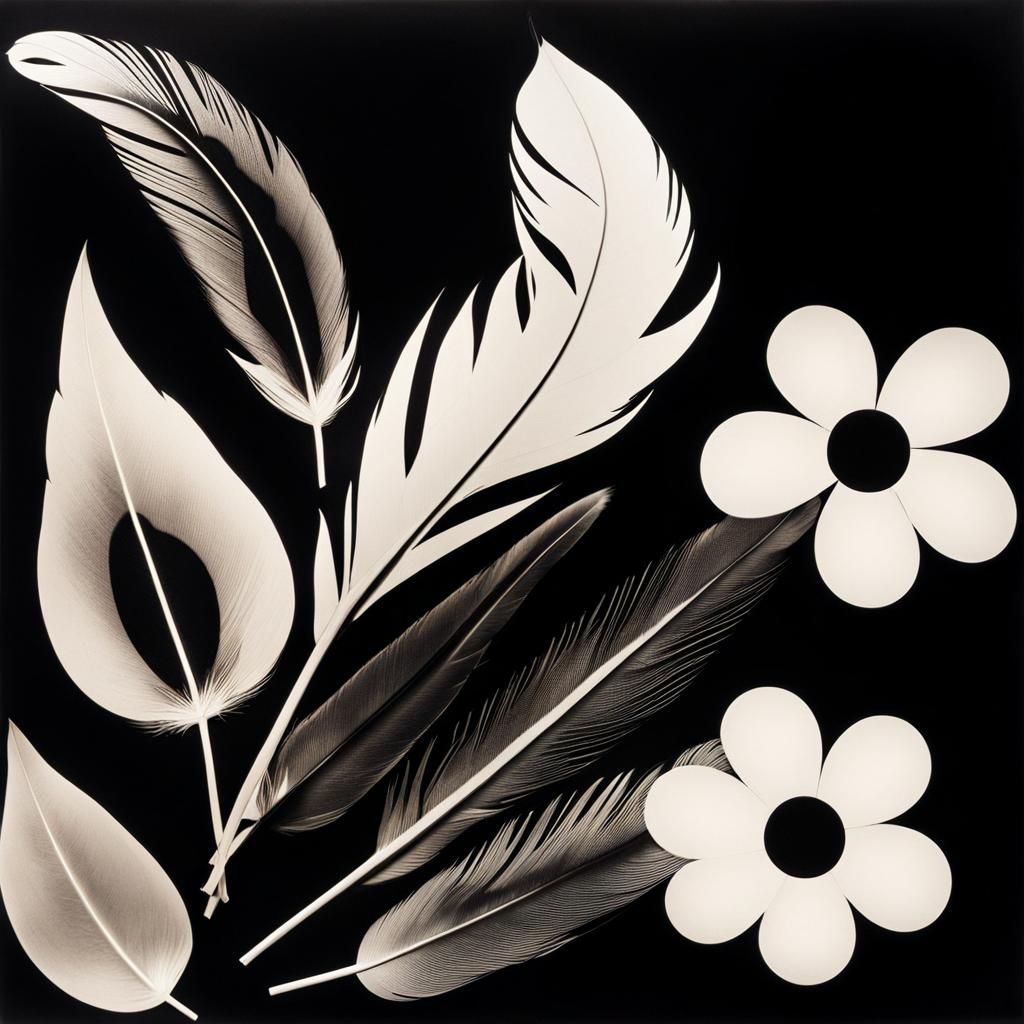Surreal Black Bird Photogram in Man Ray Style