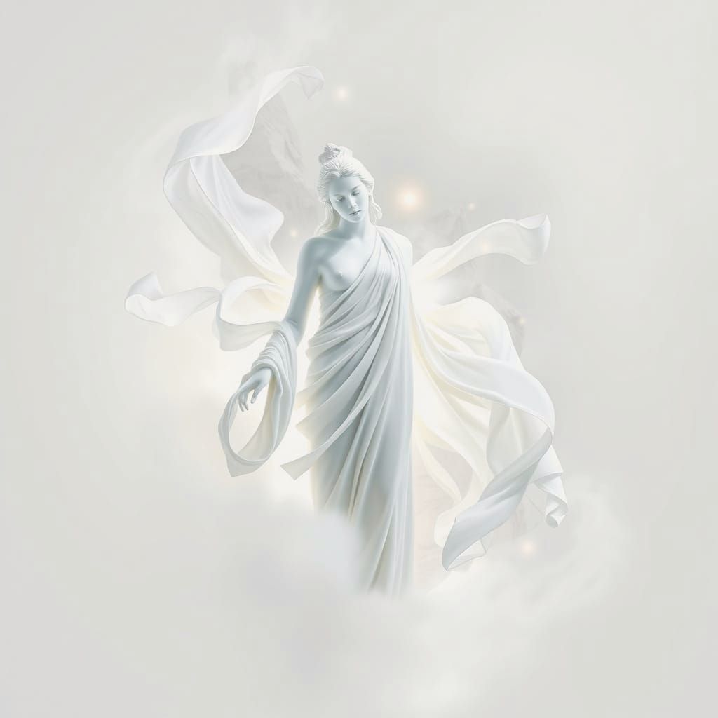 White Marble Goddess in Ethereal Fog