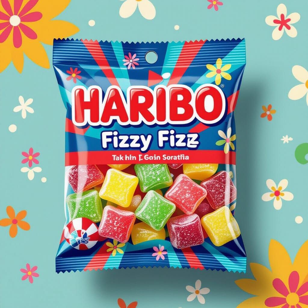 Fizzy Haribo Candy in Blue and Red Wrapper
