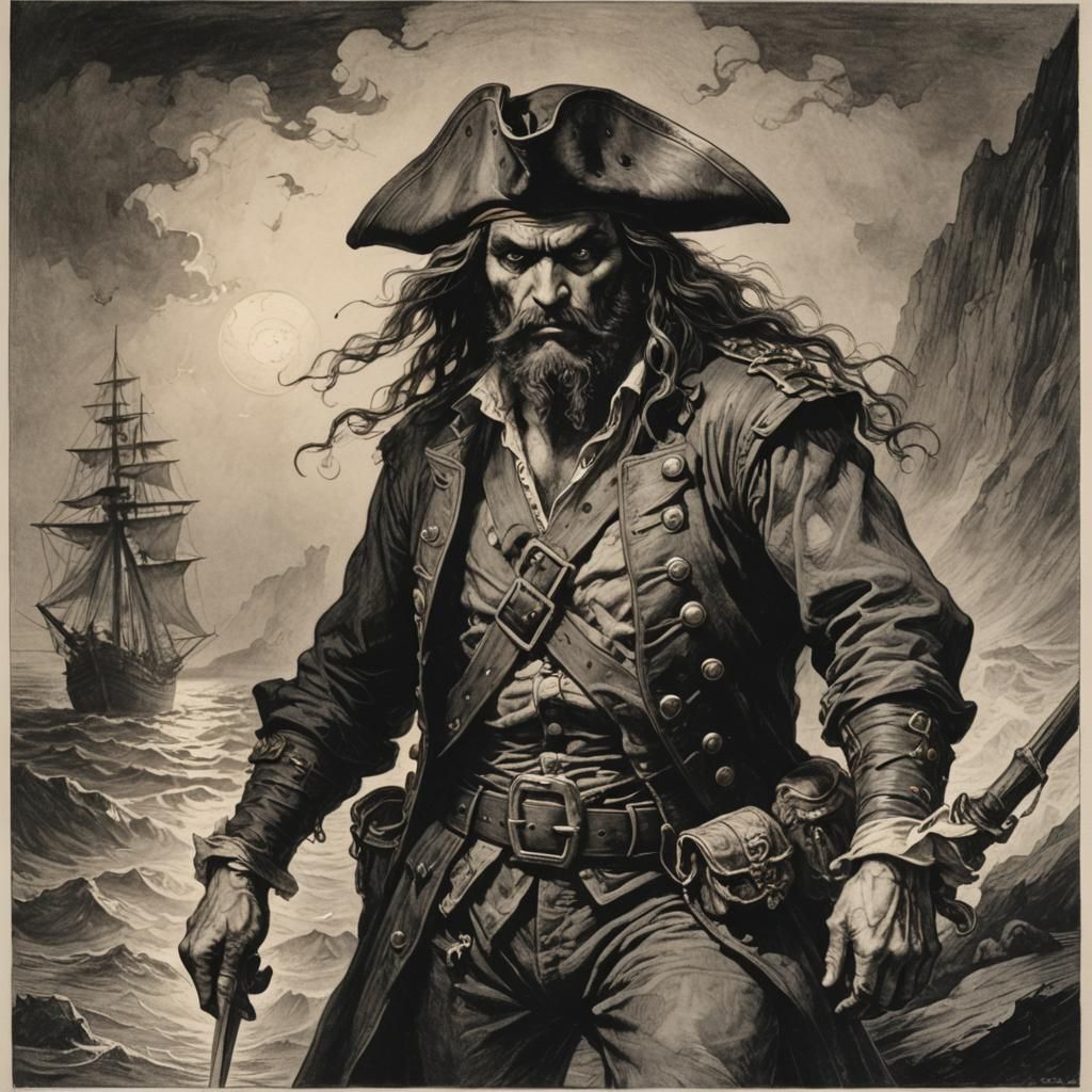 Gloomy Pirate Etching