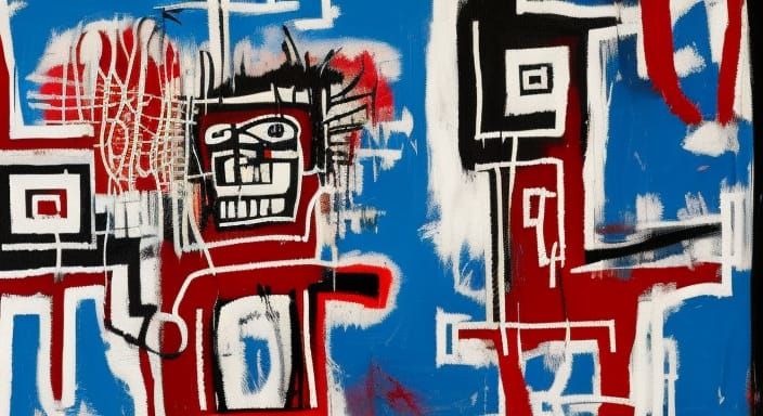 Boy and Dog in Basquiat-Inspired Street Art