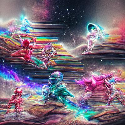 Power Rangers in Astral Holographic Illustration