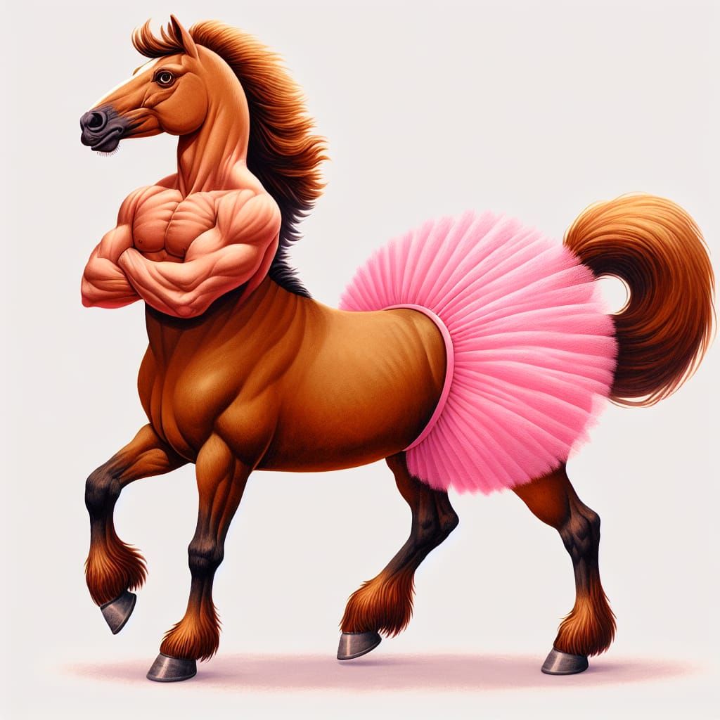 Centaur wearing a pink tutu