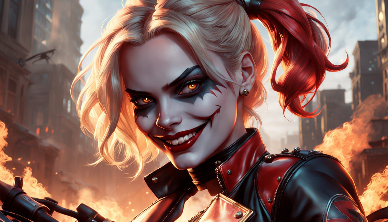 Harley Quinn in Greg Rutkowski Style Concept Art