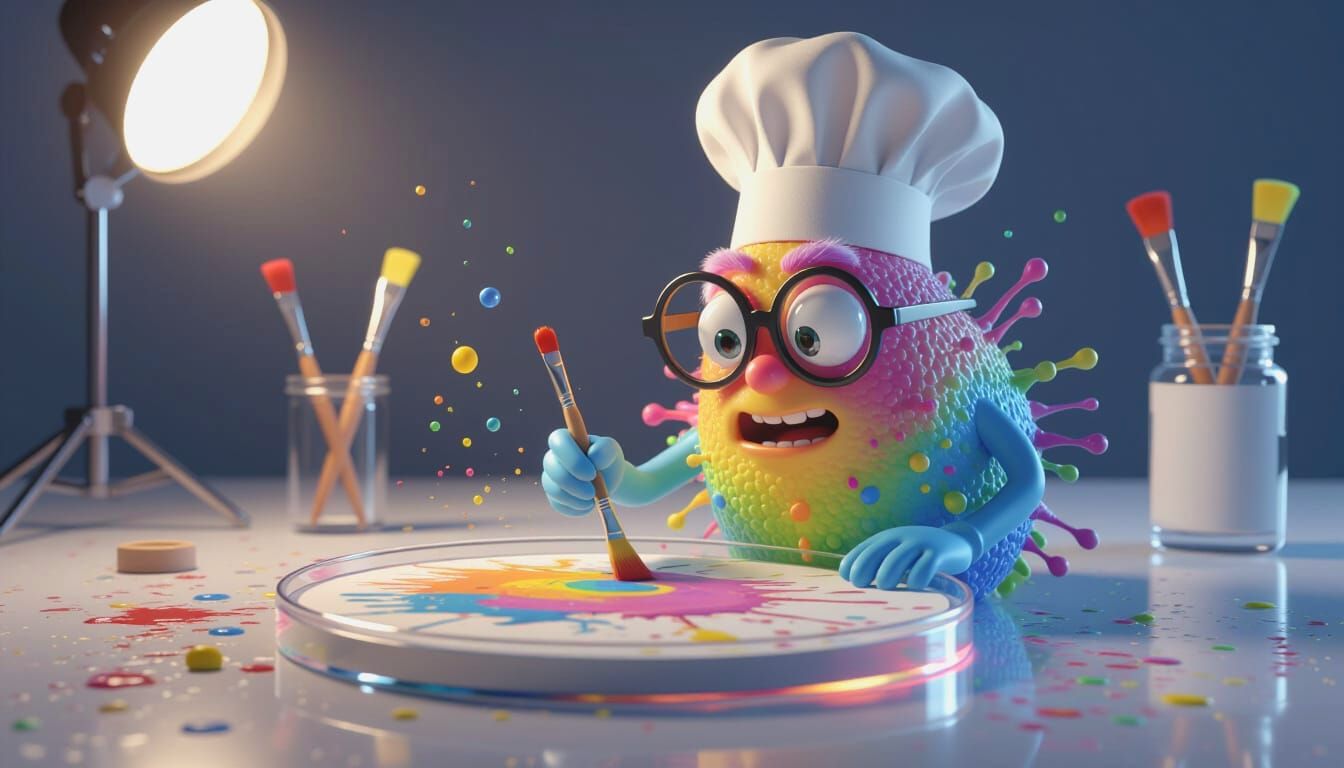 Goofy Microbe Paints Masterpiece in 3D Rendered Art