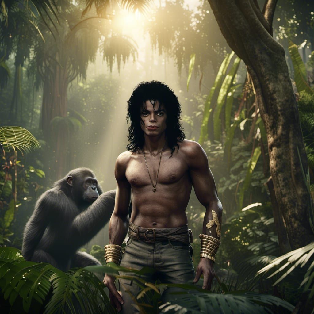 Michael Jackson as Tarzan in Jungle, 3D Game Art