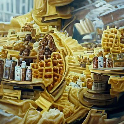 Waffle City: A Detailed Oil Painting