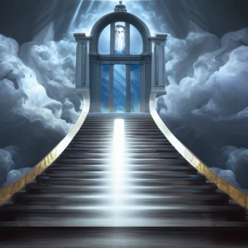 Stairway to Heaven: A Surreal Spiritual Ascent