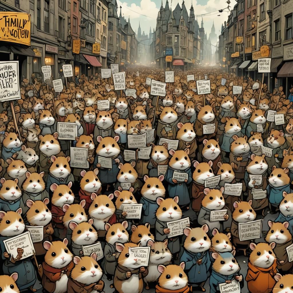 Hamster People March in Burtonesque Style