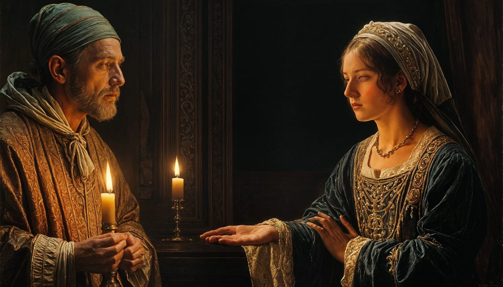 Wife of Jeroboam and the Blind Prophet Painting