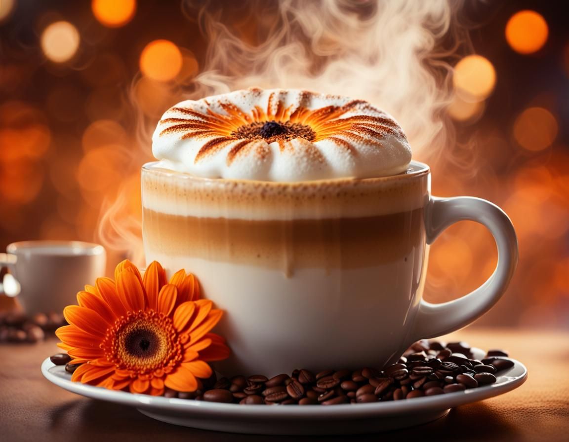 Fantastical Coffee Scene in Golden Light