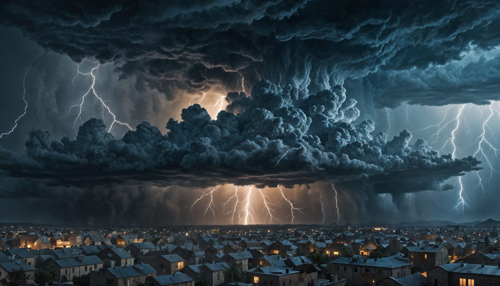 Spectre Thunderstorm over Town in Hyperrealism