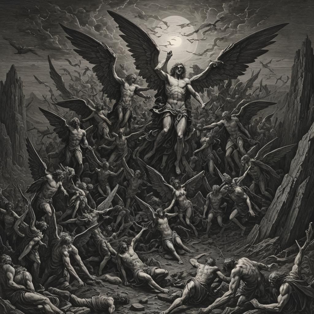 Fall of the Rebel Angels by Gustave Dore